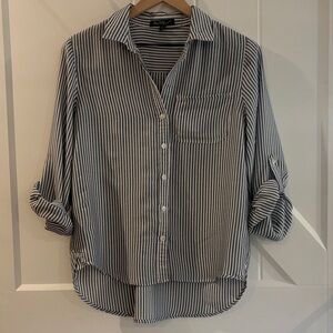 Velvet Heart Black and White Striped Button-Down Shirt